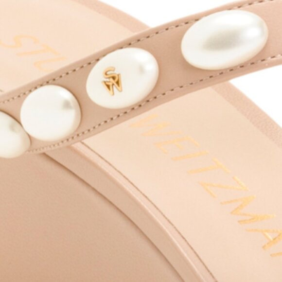 STUART WEITZMAN Made In Spain Leather Pearlita 50 Wedge Sandals - Picture 3 of 5